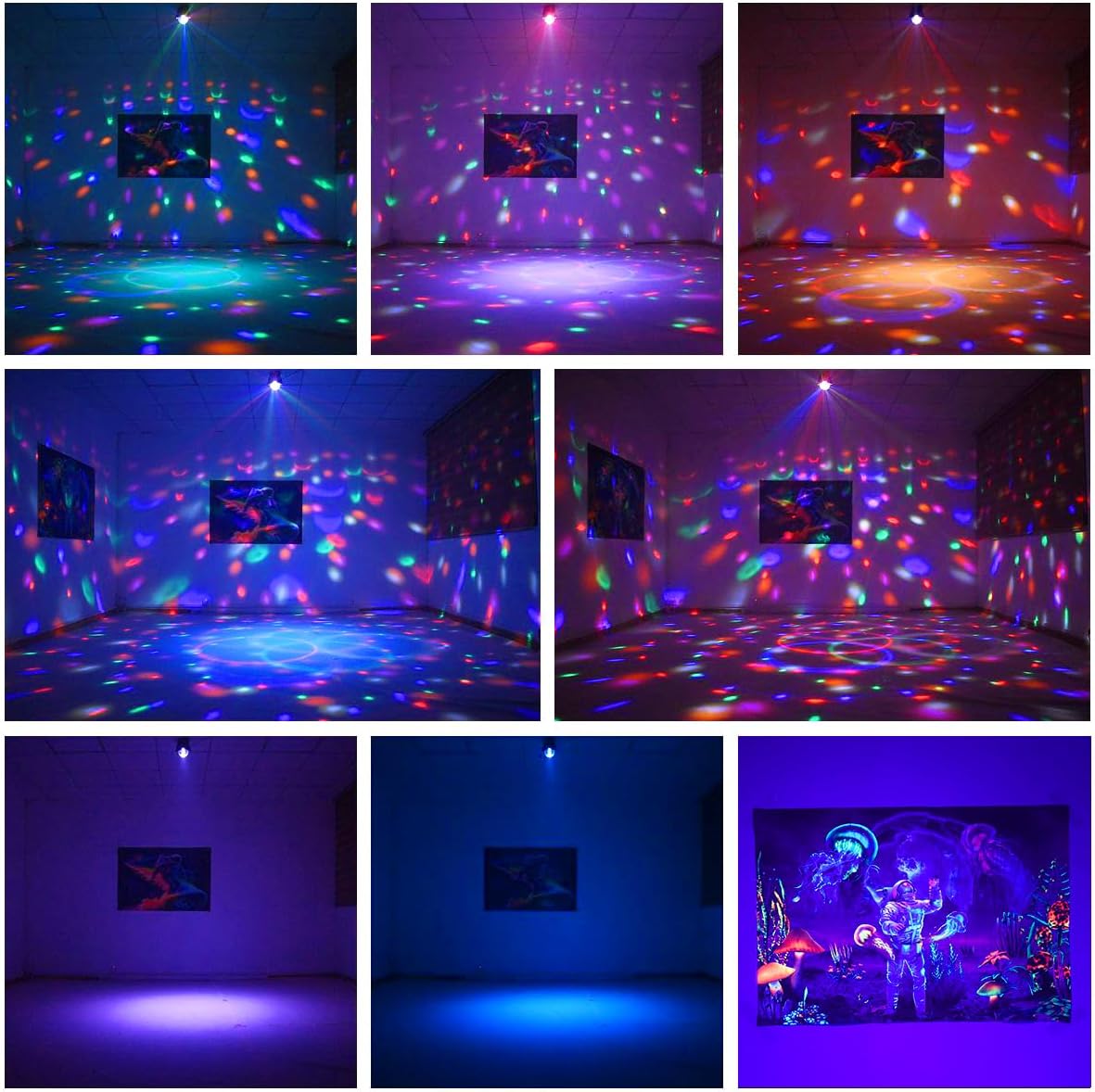 Laucnpty Disco Ball Party Lights Sound Activated Strobe DJ Stage Lighting for...