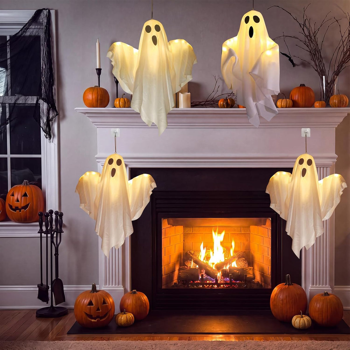 Halloween Hanging Ghost Decor Lights, Timer 8 Dynamic Lighting Modes Waterpro...