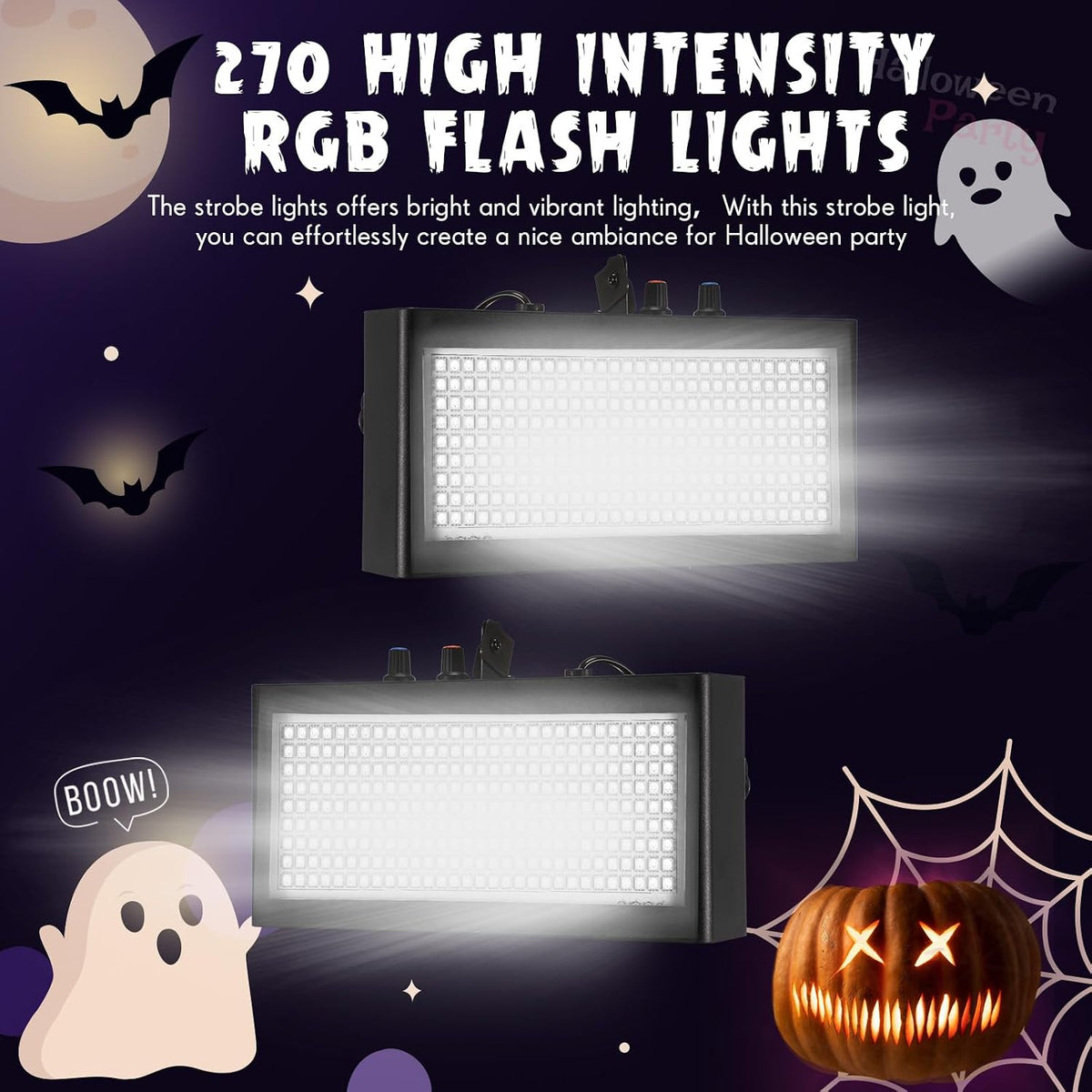 Retisee 2 Pcs 270 LED Strobe Lights Sound Activated Party, White Light