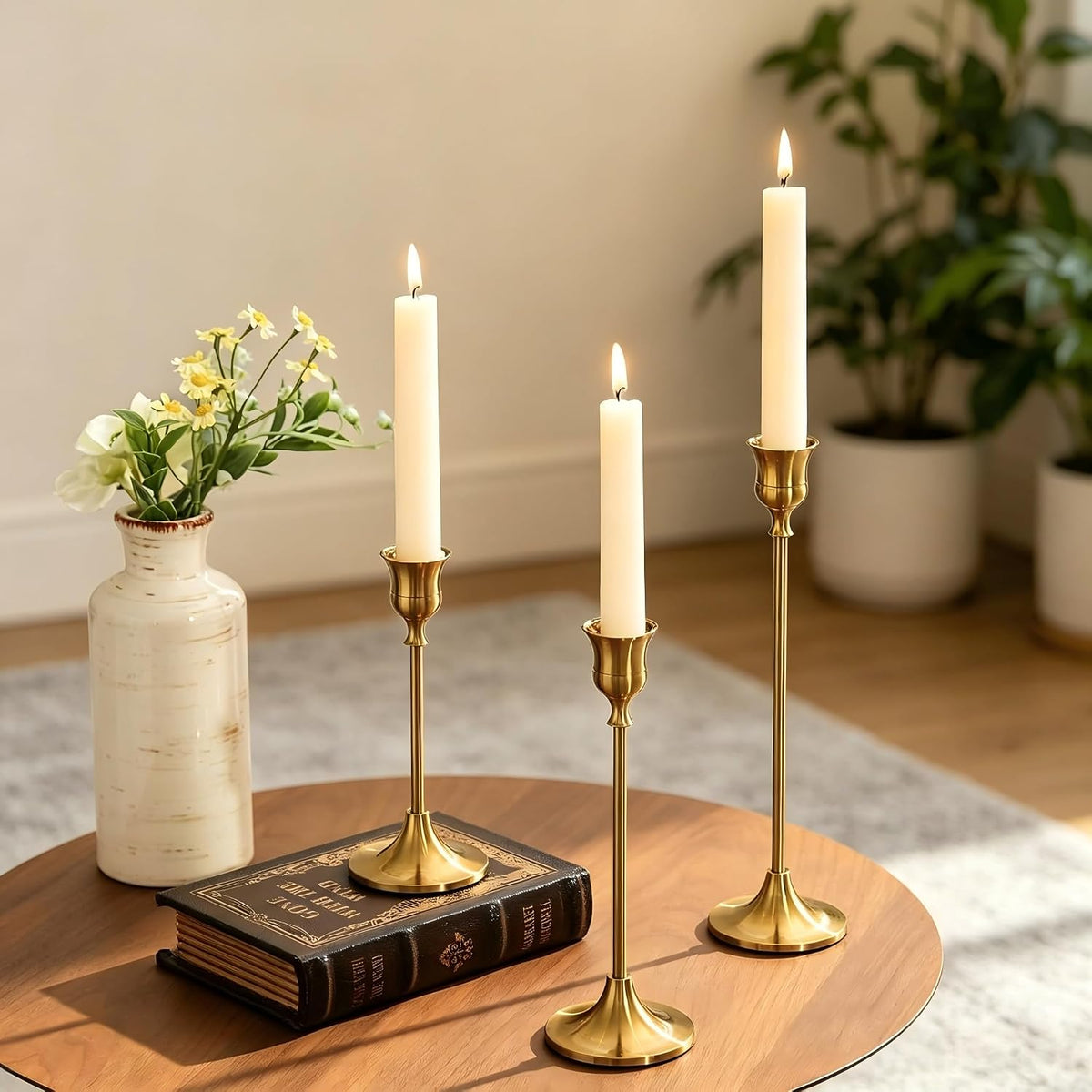 24 Pcs Gold Candlestick Holders, Vintage Metal Candle Holders Taper Candle St...