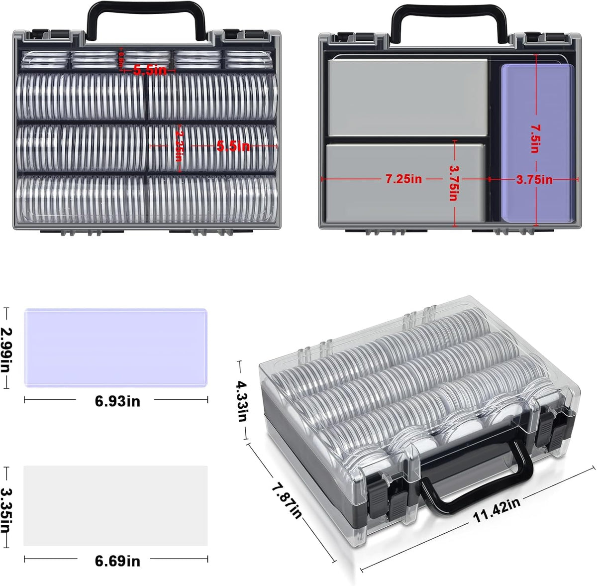 FULLCASE Coin Collector Case with 141 Capsules and 220 Currency Sleeves
