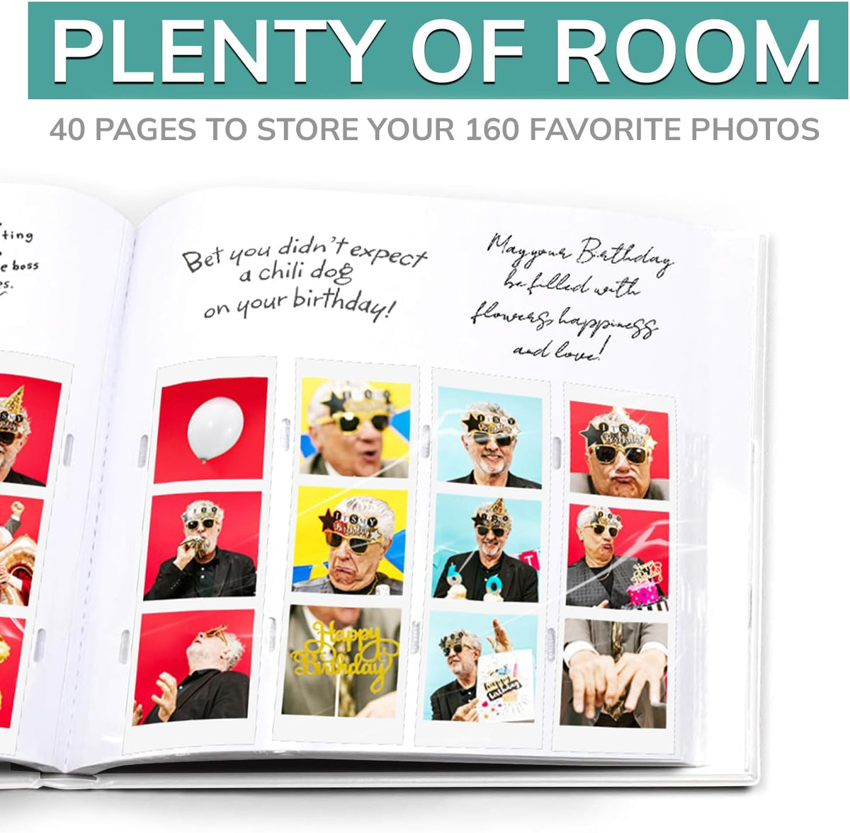 pbf Photo Booth Guest Book, 2x6 Photo Strip Scrapbook Album, White, 1-Pack