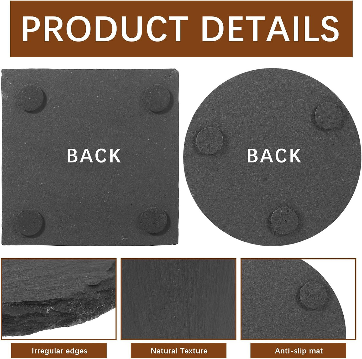 72pcs Slate Coasters Black 4 Inch Bulk Blank Rock Coasters Blank Laser Engrav...