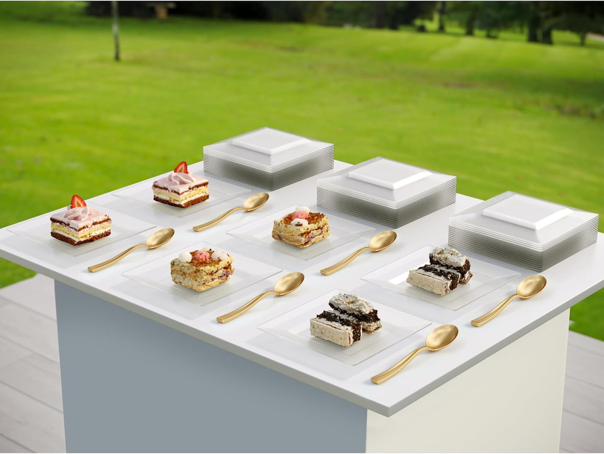 Exquisite Mini Disposable Appetizer Plates - 100 Pack 4.5" x 4.5" C...