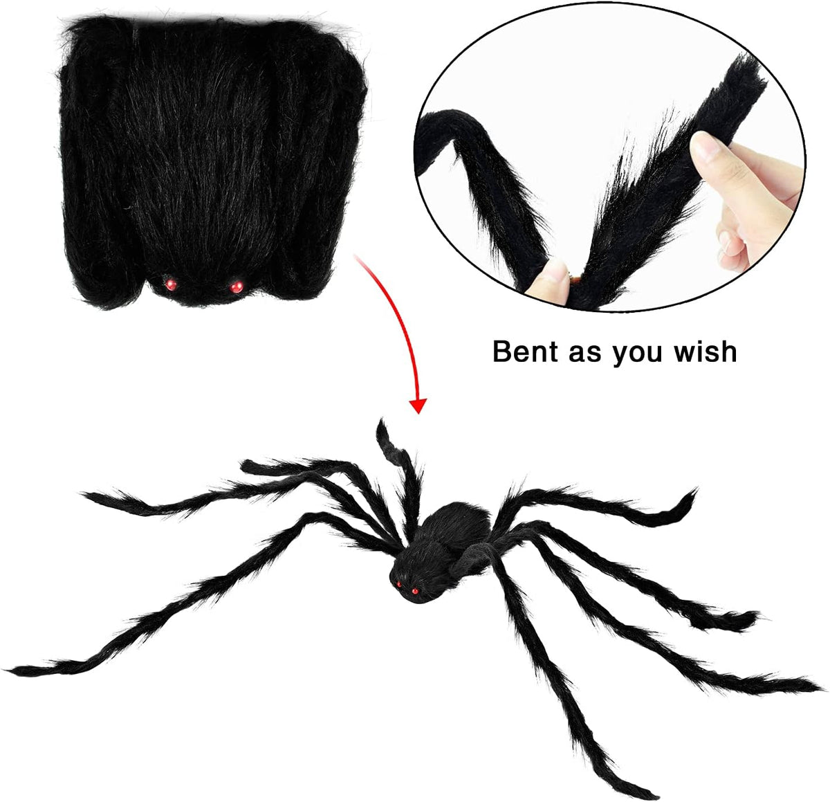 JOYIN 3 Pcs Halloween Spiders Outdoor Decoration, Halloween Decor Outside, 5 ...
