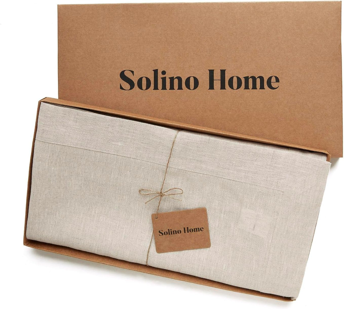 Solino Home 100% Pure Linen Tablecloth Natural Woven, Athena 60 x 90 in