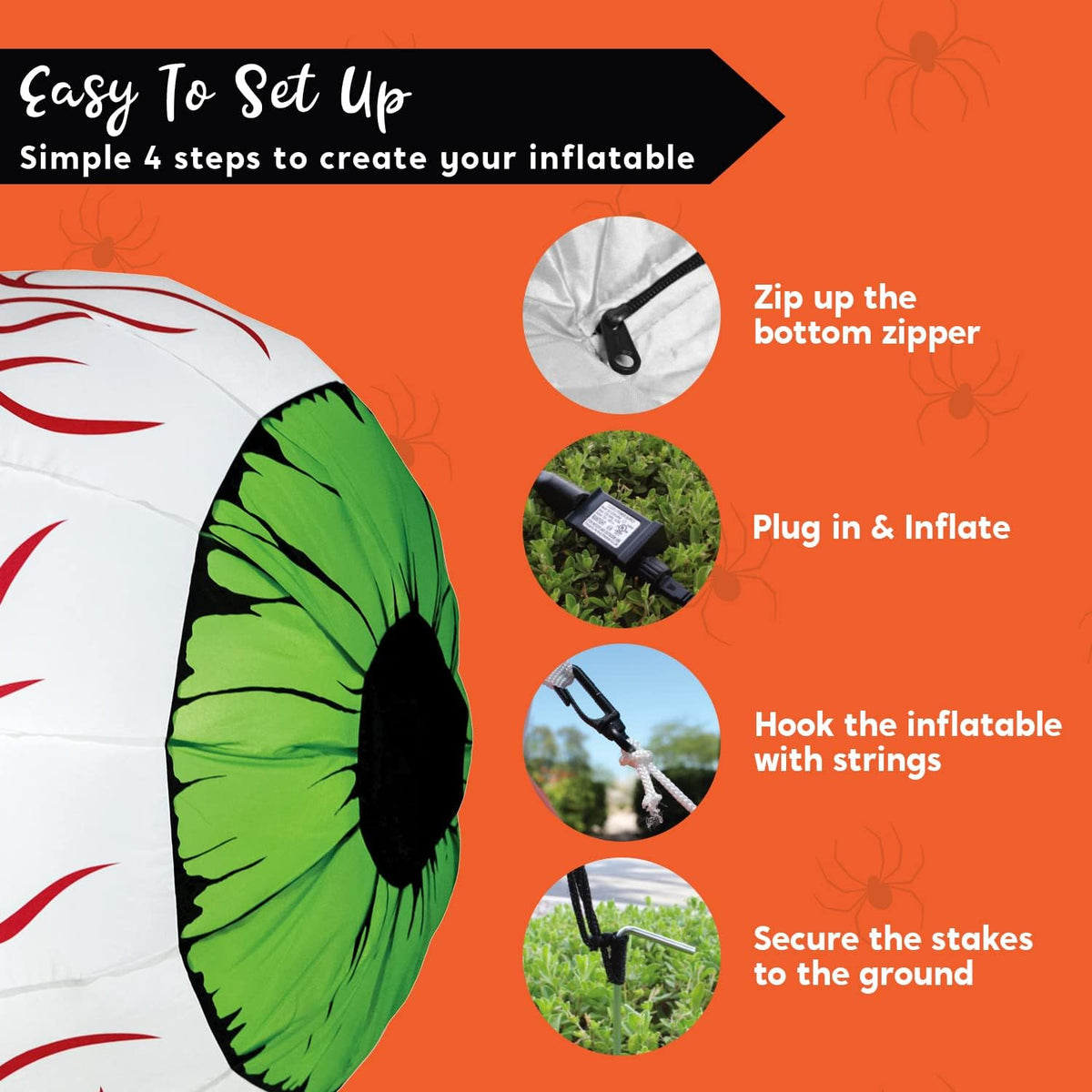 Joiedomi 2 Pack Halloween Inflatables Large Set of Eyes Decoration Blow Ups G...