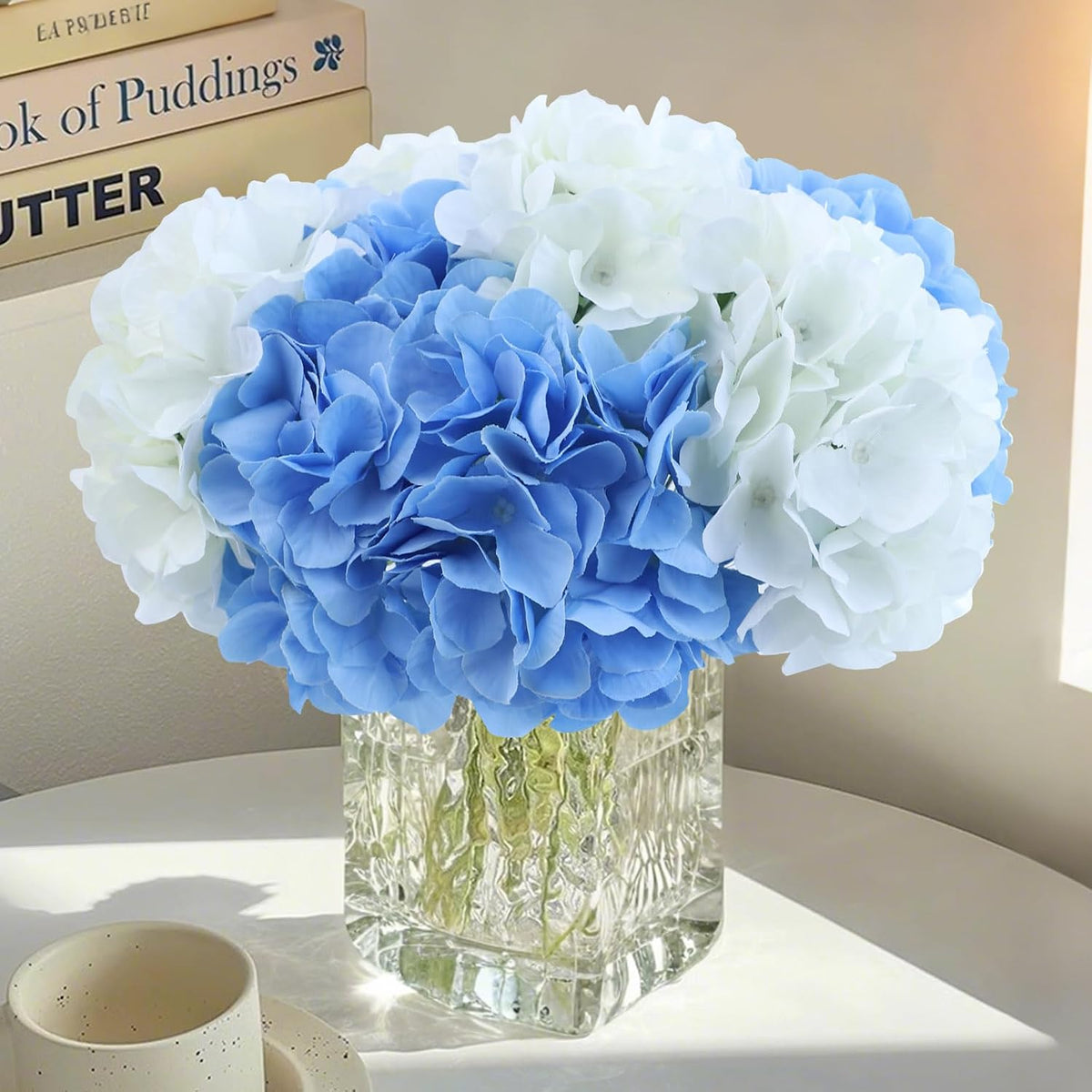 AVIVIHO 105pcs Fake Flowers White Hydrangea Artificial Flowers Bulk