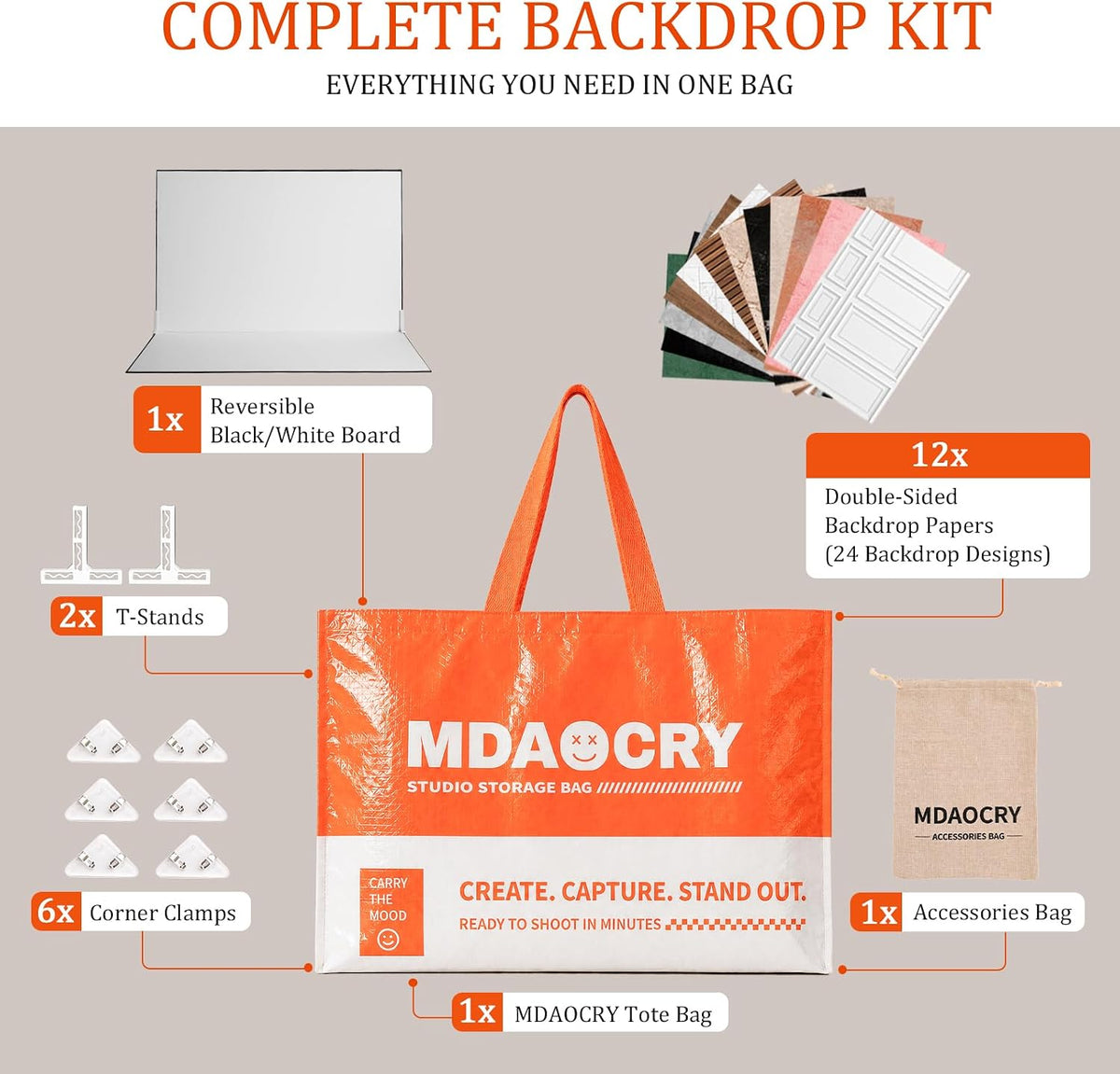 23 x 35 in Product Photography Backdrops, 12 Sheets, 24 Patterns