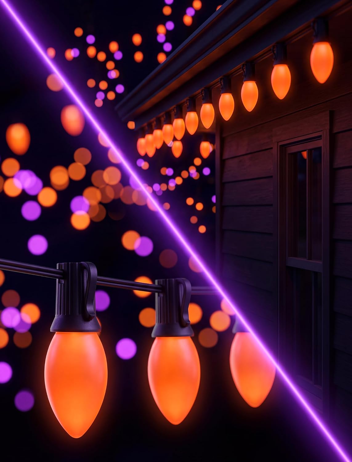 SUNSGNE C9 LED Halloween Orange String Lights 25FT Outdoor String Lights with...