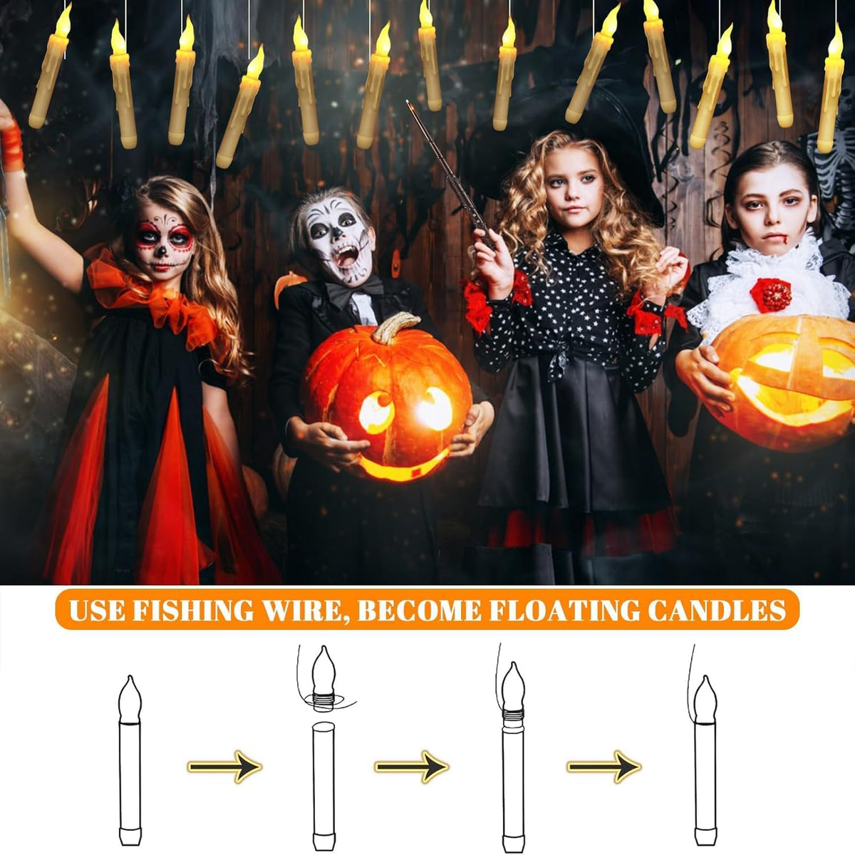 Harry Floating Battery Operated Flameless Hanging Candle Lights with Potter M...