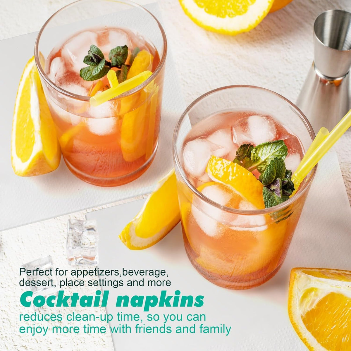 JINVOGREEN 1000 Count Cocktail Napkins, White Beverage Napkins, 2-Ply