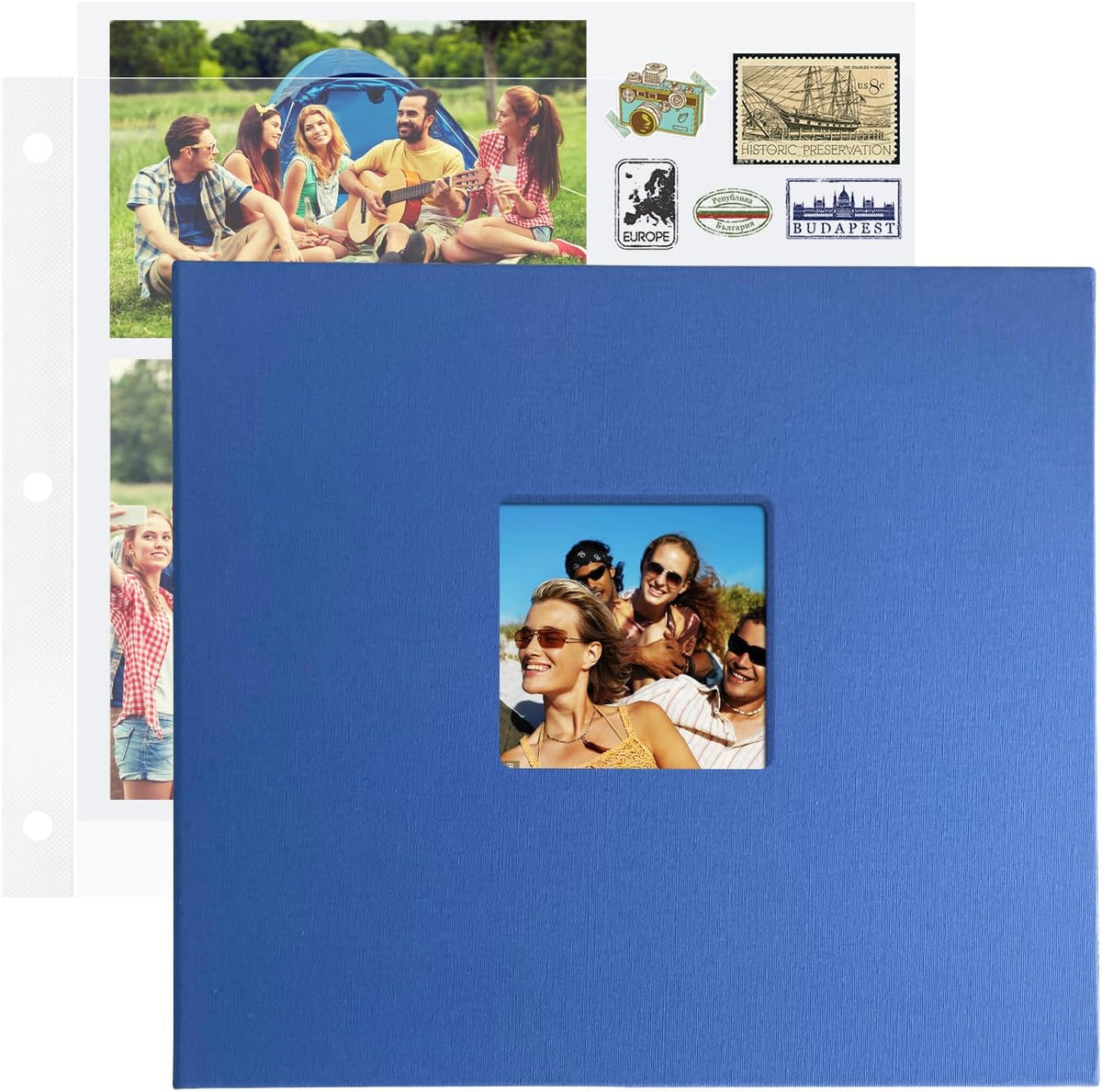 1DOT2 12x12 Inch 3 Ring DIY Scrapbook Photo Album, Blue