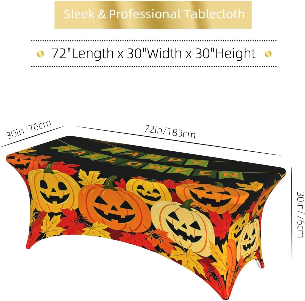 Halloween Table Cloth Pumpkin Skull Spandex Tablecloth 6FT for Rectangular