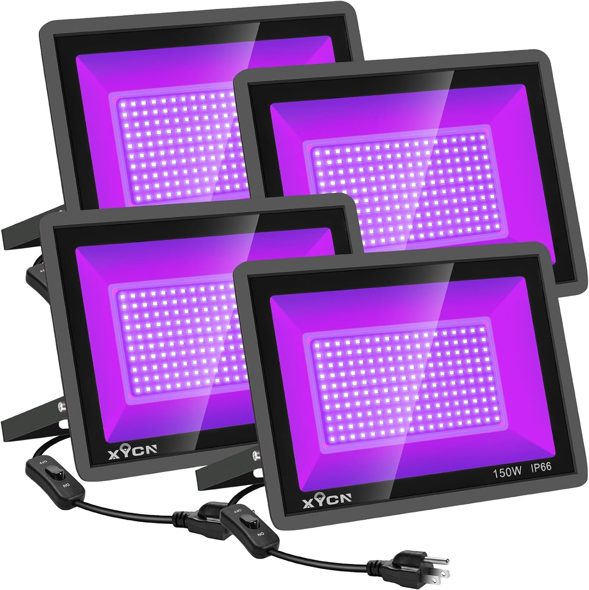 XYCN 4 Pack 150W LED Flood Black Lights,395nm to 405nm UV Outdoor Flood High ...