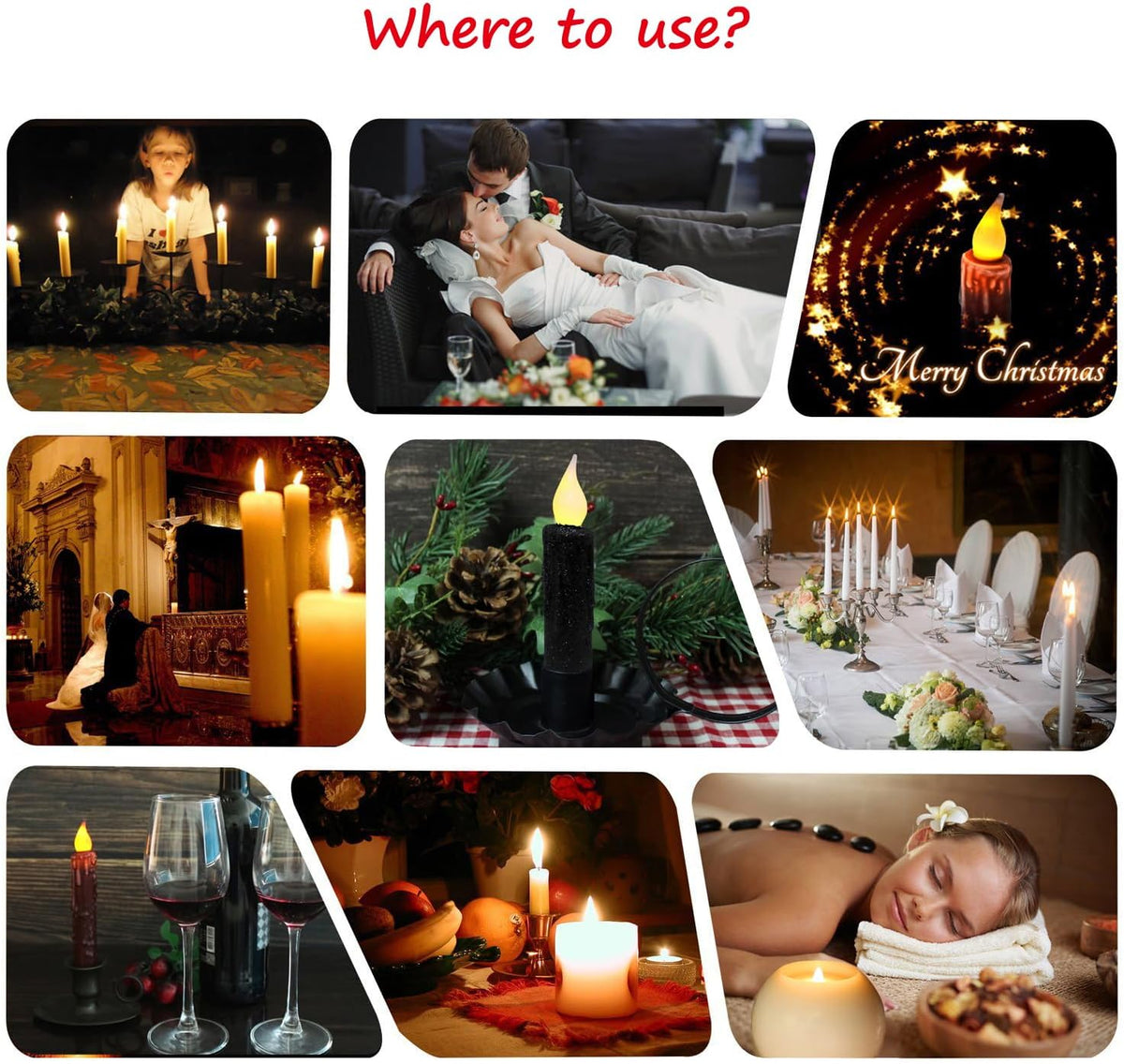 CVHOMEDECO. Glitter Flameless Candles Flickering Battery Operated LED Taper C...
