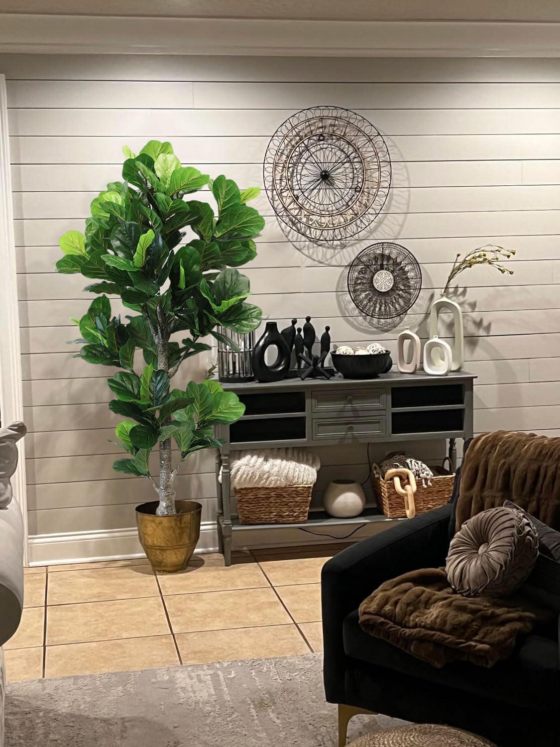 Aveyas 6ft Artificial Fiddle Leaf Fig Tree for Home Decor, 6 Feet Large Faux ...