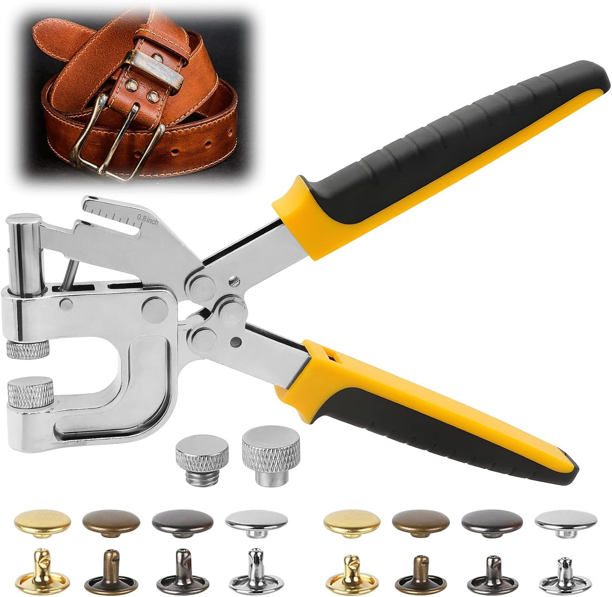 Leather Rivets Press Tool Kit – 320 Sets 4 Colors 2 Sizes Double Cap Rivets a...
