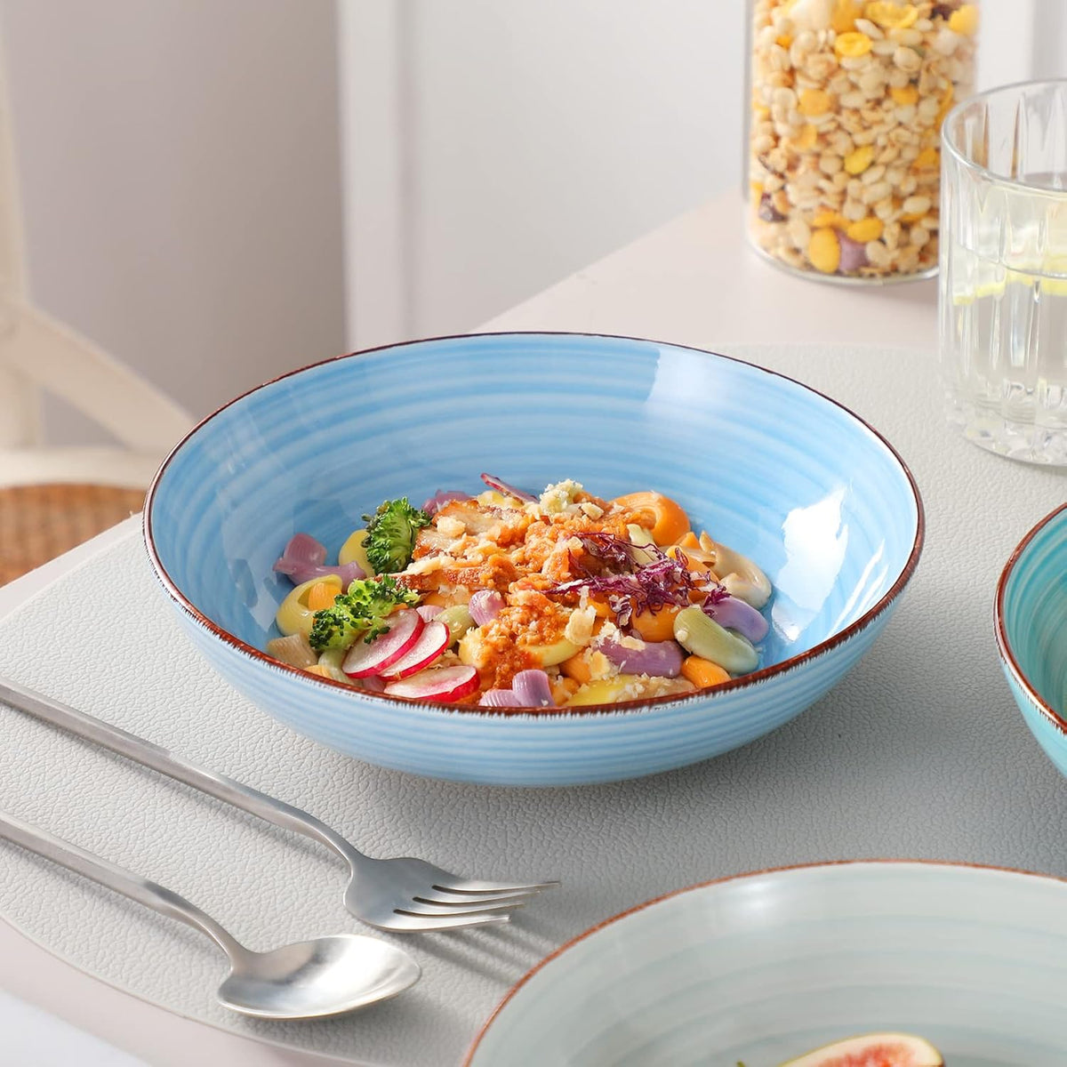vancasso Bonita 38 oz Ceramic Pasta Bowls Set of 6, Microwave & Dishwashe...