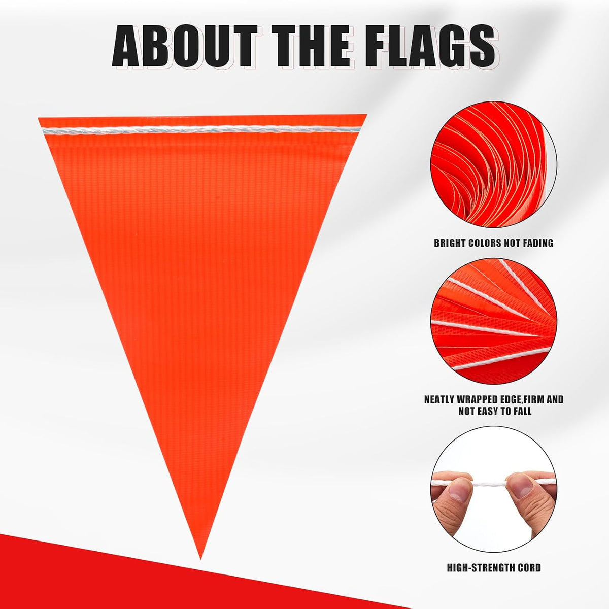 Safety Warning Pennant Banner Flags(Orange,45pcs,105ft)