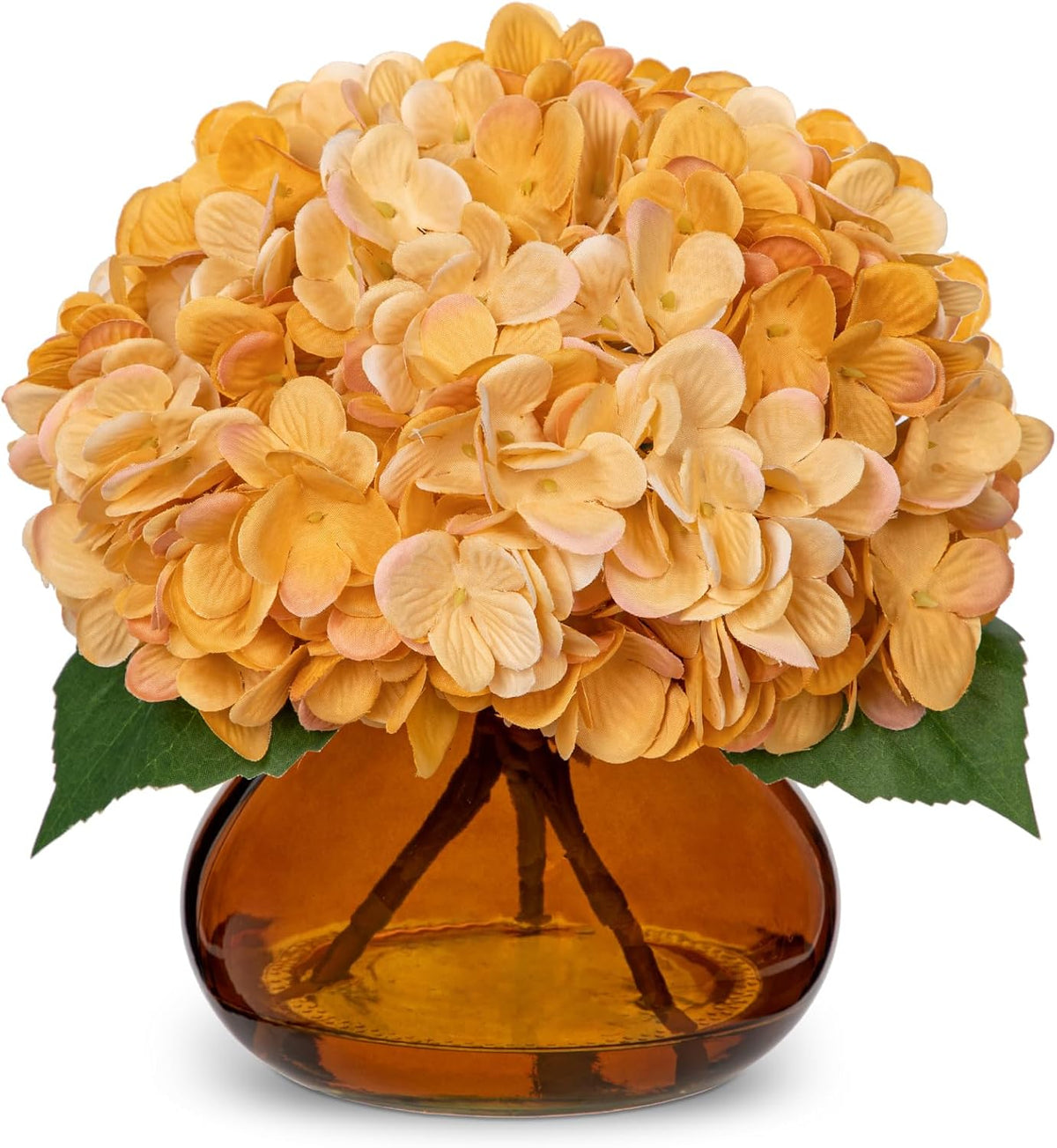 Hollyone Hydrangea Fall Flowers Artificial for Decoration with Glass Vase Yel...