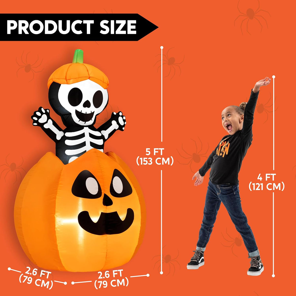 Joiedomi 5FT Halloween Animated Inflatables Outdoor Decorations, Inflatable S...