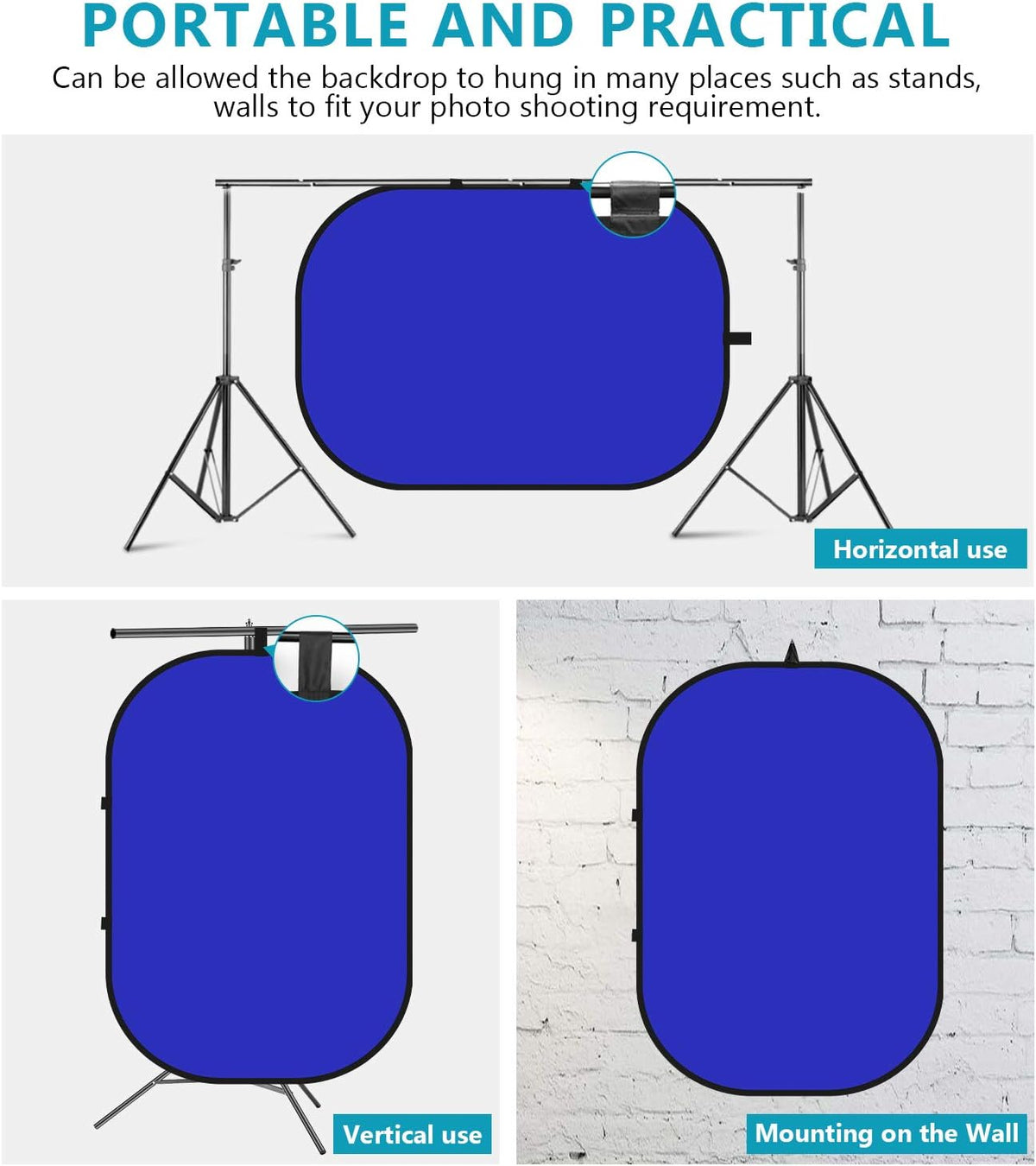 NEEWER Chromakey Backdrops, Double-Sided Blue and Grey Screen, 2 in 1