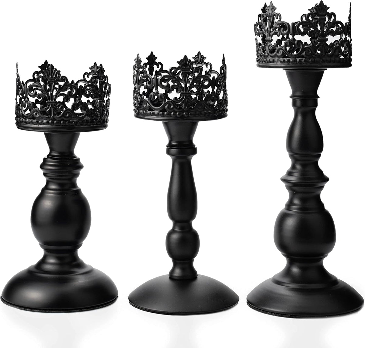 BANOMII Vintage Pillar Candle Holders for Table Centerpiece Set of 3-11'&...