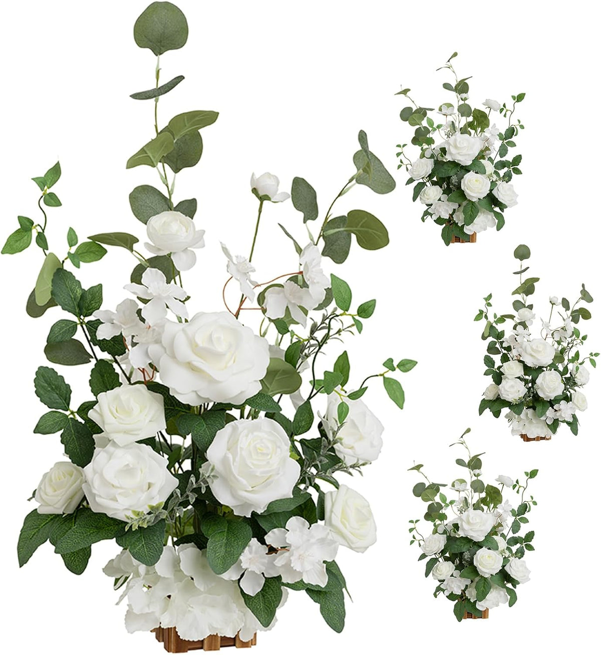 Ling's moment Free-Standing Wedding Aisle Runner Flowers, White Sage, 4pcs