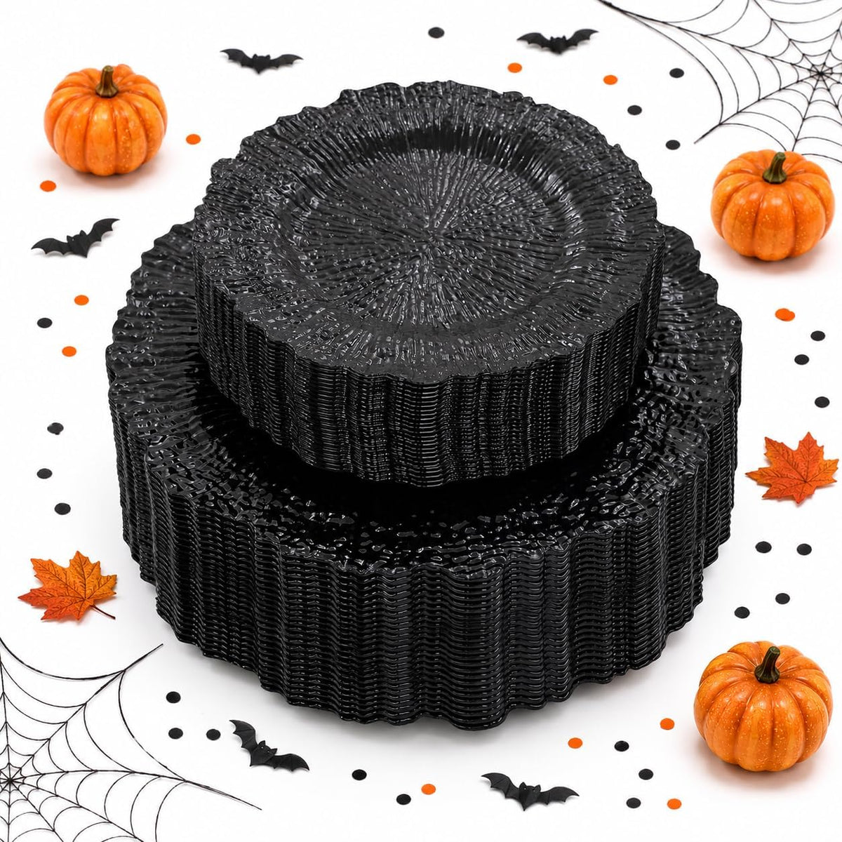SUT 60-Count Black Disposable Plastic Plates - 10" Dinner & 7" ...