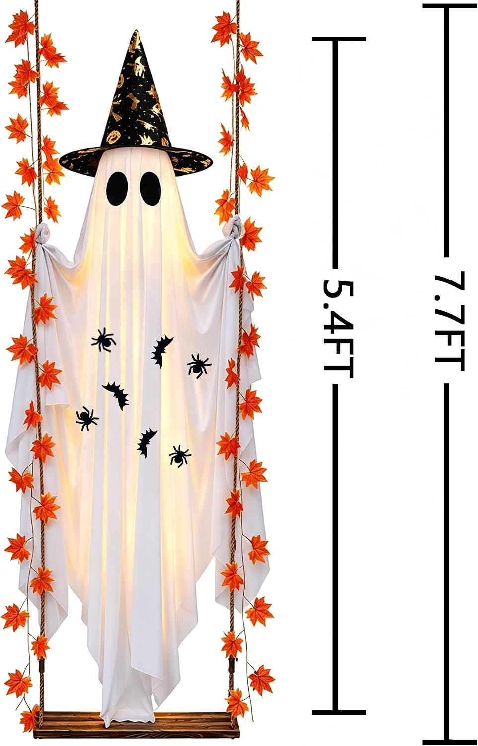 Halloween Decorations Outdoor, 5.4FT Large Hanging Swing Ghost Outdoor Decor ...