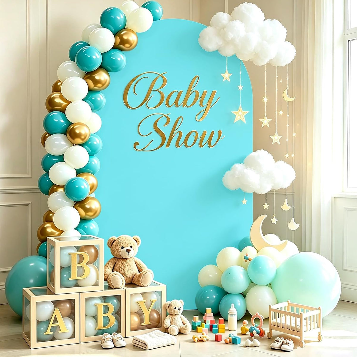 7.2FT Arch Backdrop Stand and Blue Cover Set,Balloon Arch Stand