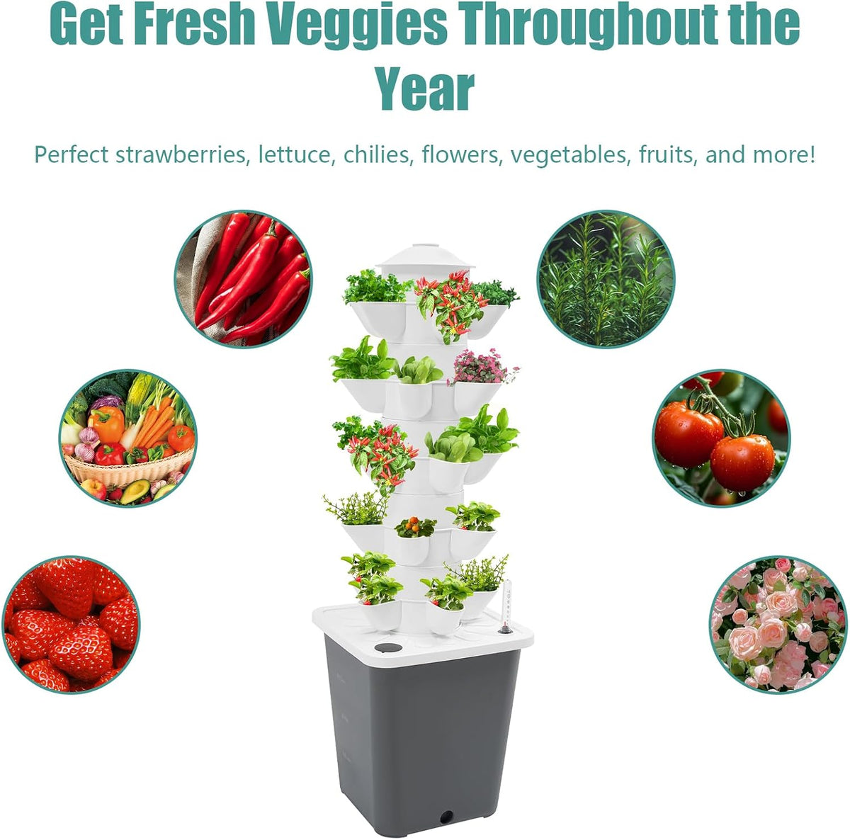 25-Plant Vertical Tower Garden System - Indoor Hydroponic Growing Kit