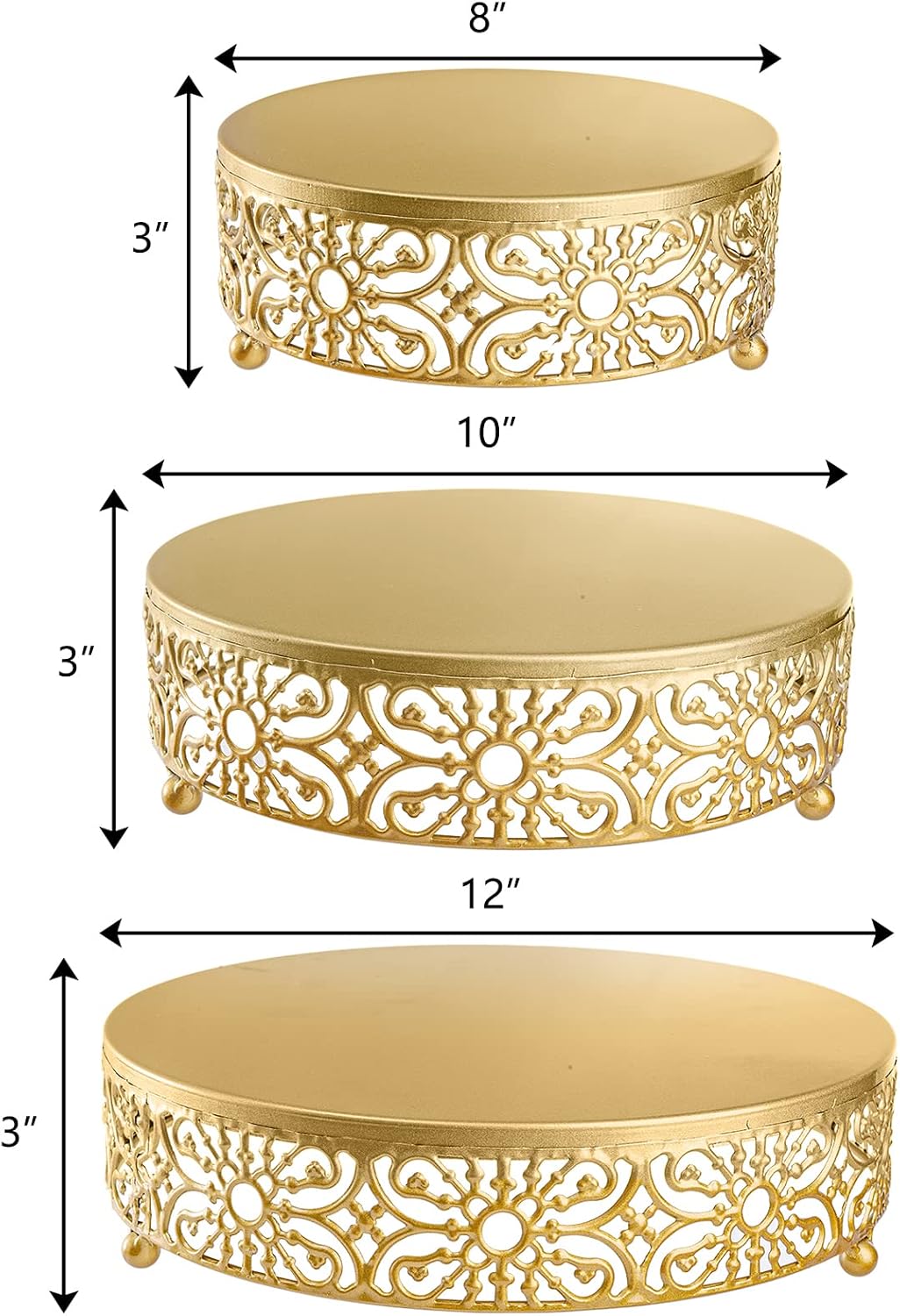 Hedume 3 Pack Cake Stand, Round Metal Cake Stands, 8" 10" 12" ...