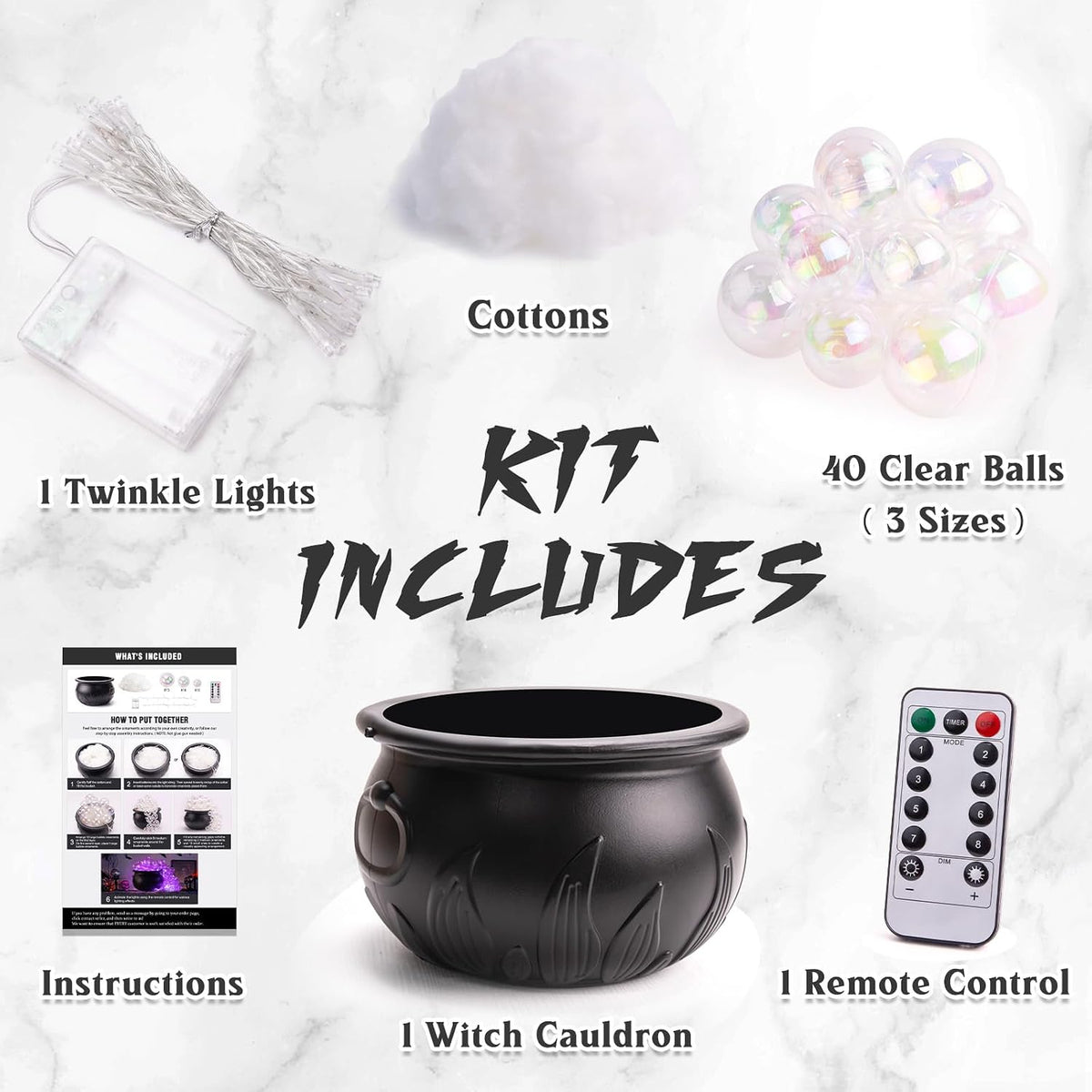 Halloween Decorations Indoor - DIY Bubbling Cauldron Set for Home Decor
