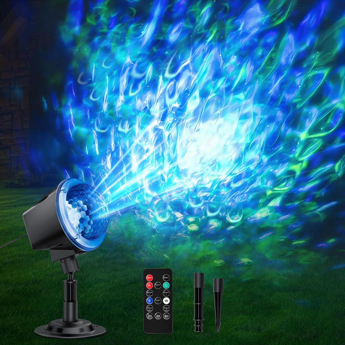 Ocean Wave Projector Light Outdoor 15 Colors Water Ripple Effect Lamp
