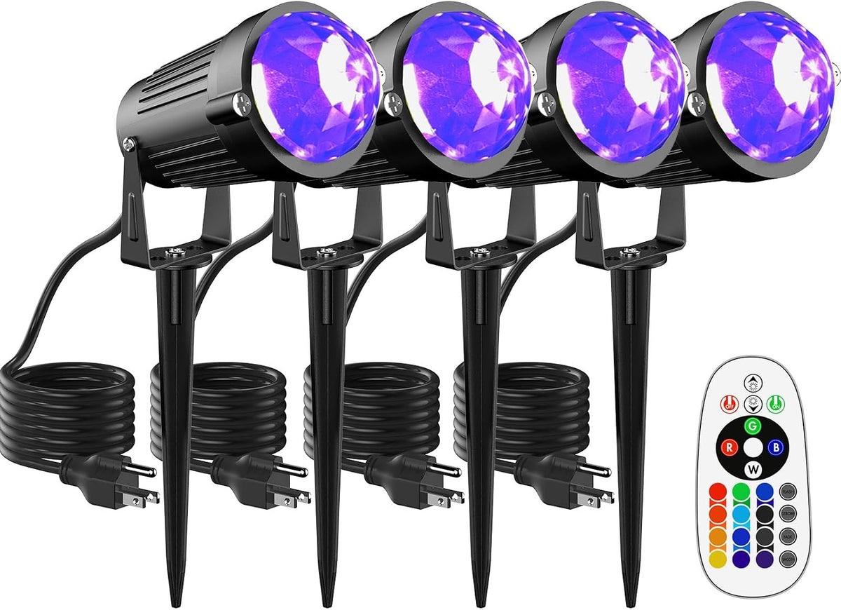 Halloween Christmas LED Spot Lights Outdoor Black Light Projector, 12W Color ...