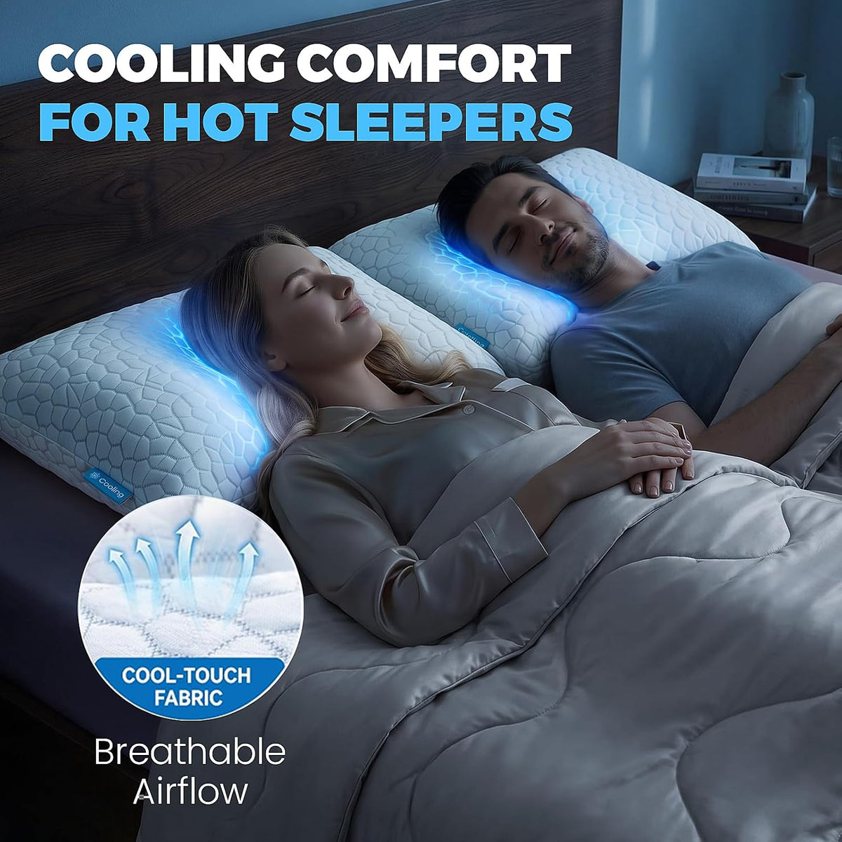SUPA MODERN Cooling Pillow Queen Size Set of 2, CertiPUR-US Shredded Memory F...