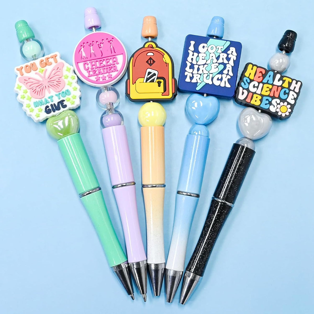 100 Pcs Focal Beads for Pens Teachers Silicone Focal Bead Cute Loose Beads Ac...