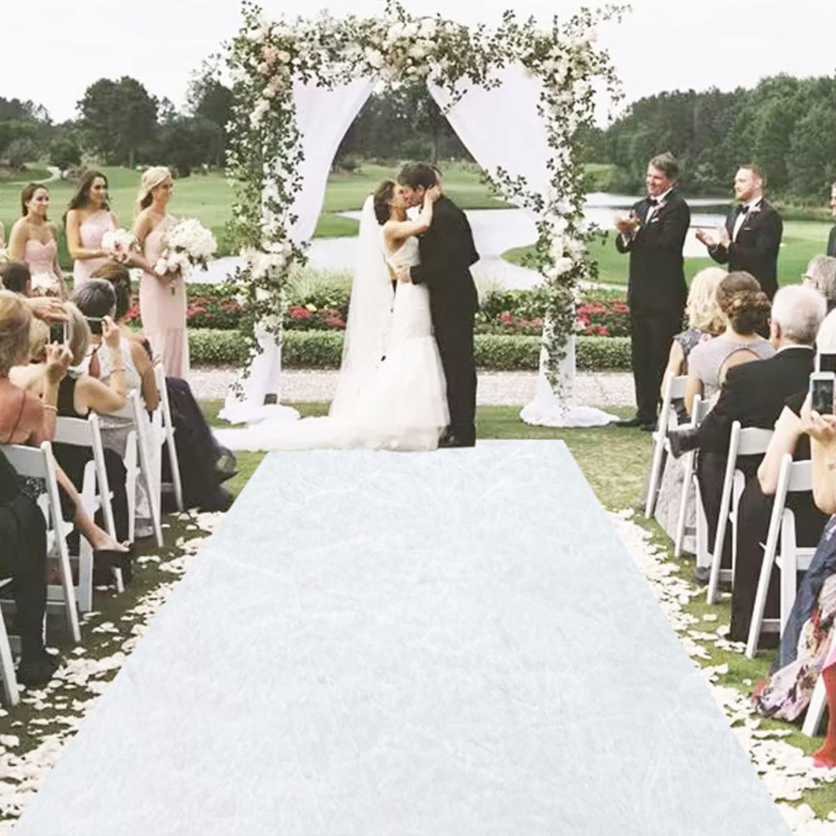 MODFUNS White Aisle Runner for Wedding Ceremony 4FTx25FT Velvet Fabric Runway...