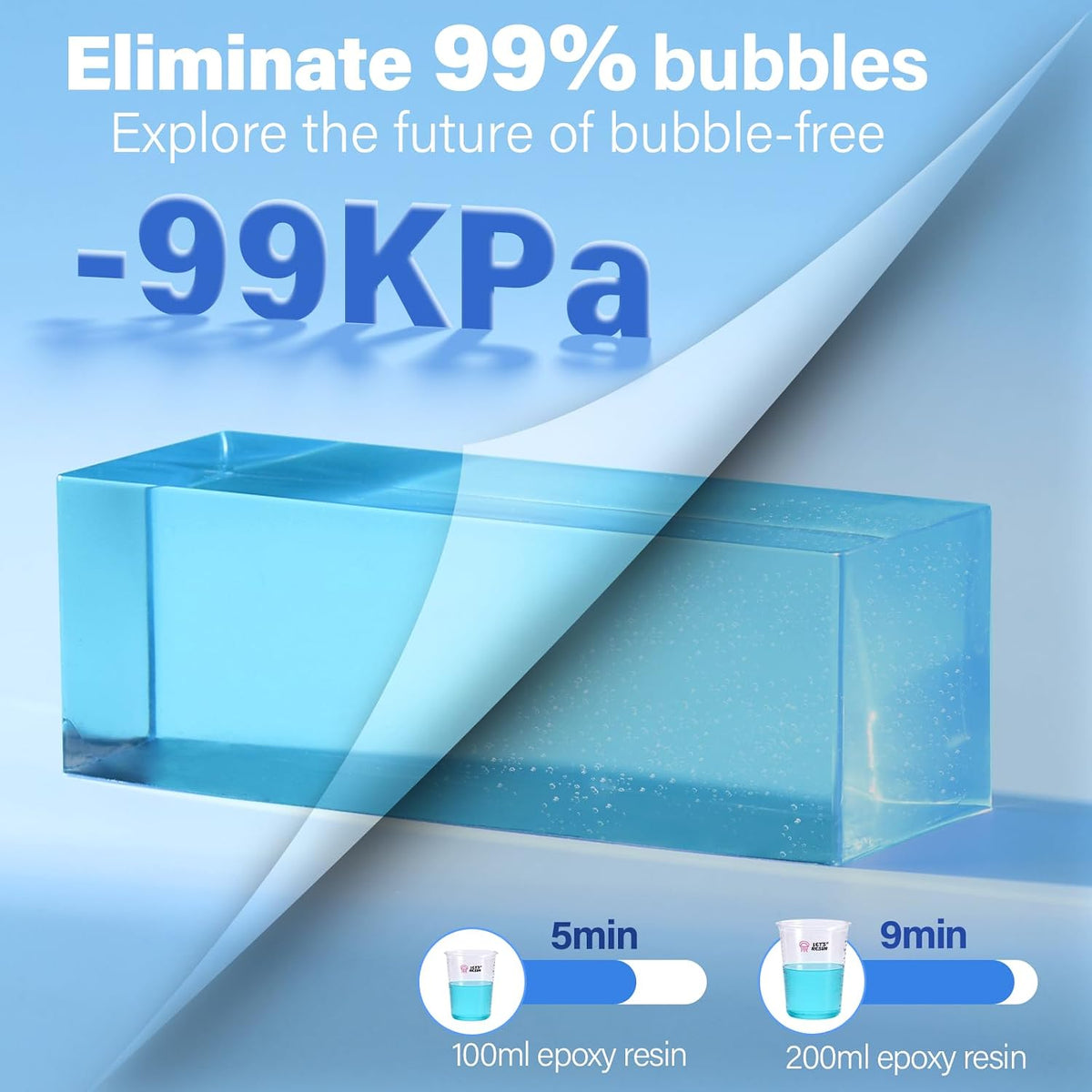 LET'S RESIN Airzero Resin Bubble Remover, 99kPa Remove 99% Bubbles Quickly