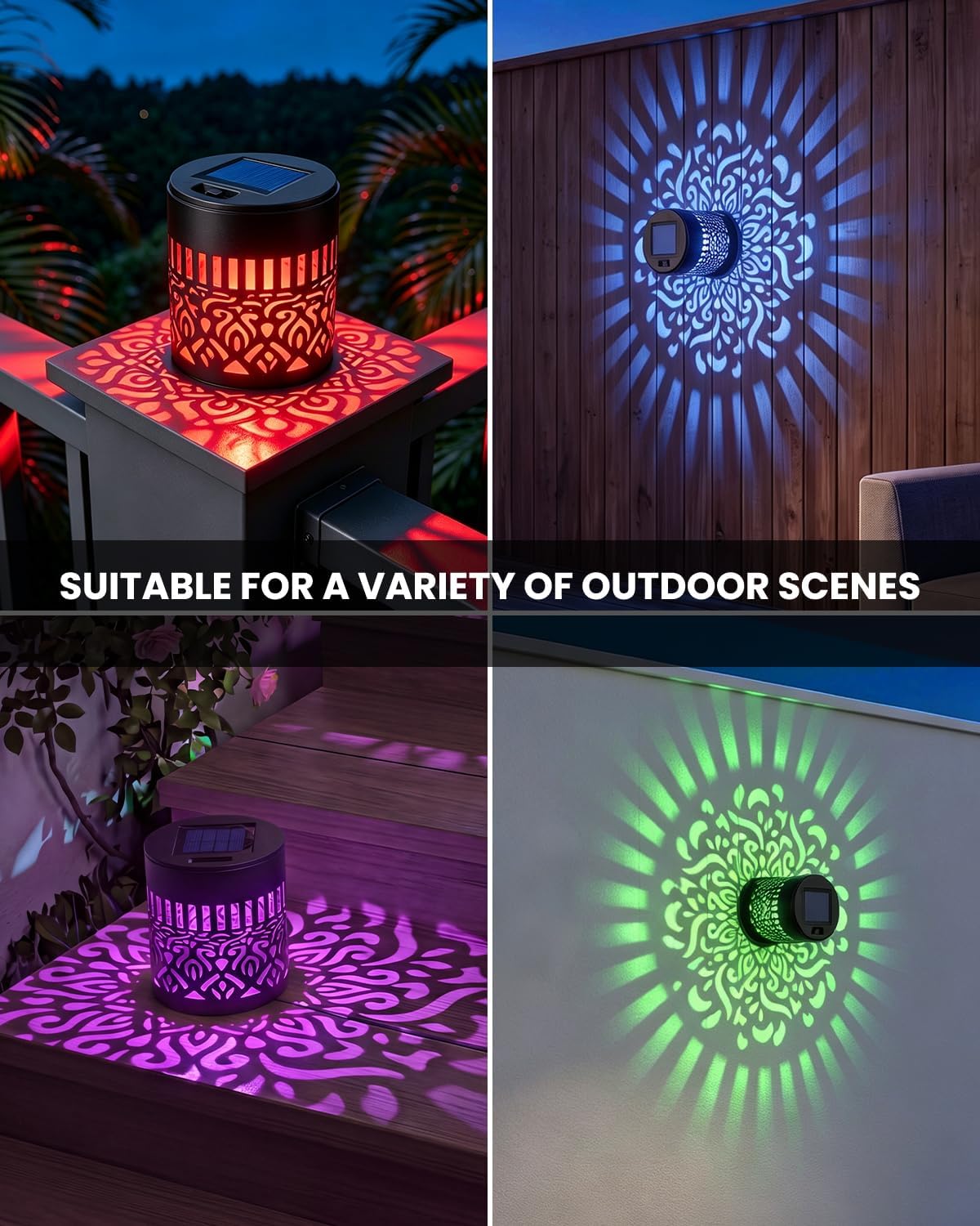 Klarlight 7 Color Changing Solar Mandala Lights Outdoor, IP65 Waterproof
