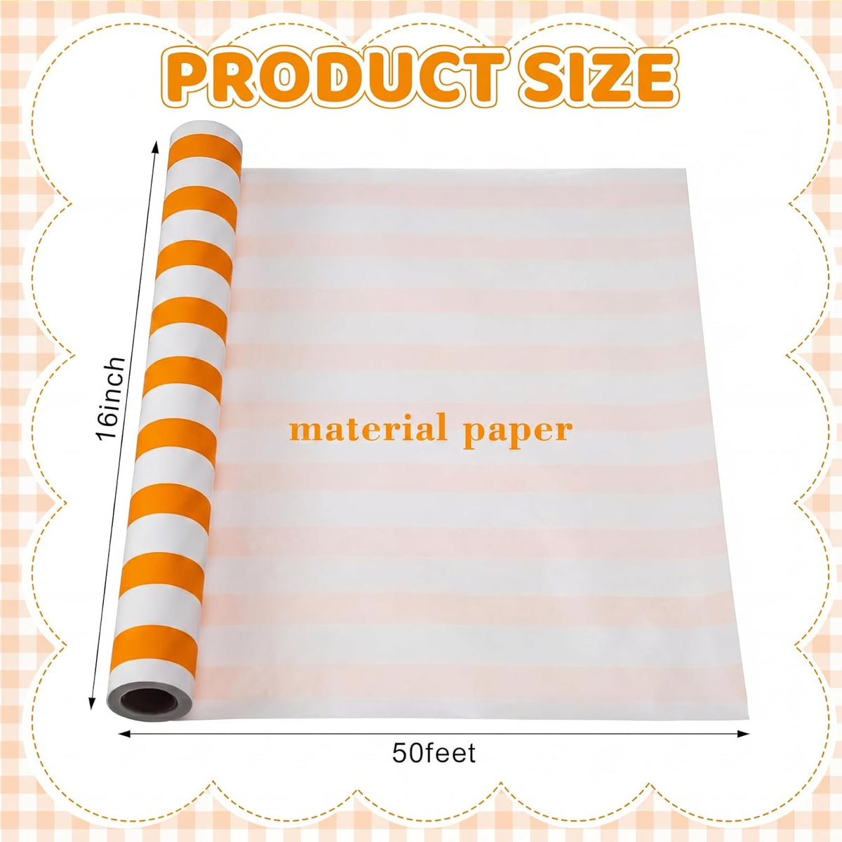 AmazingSpark Striped Table Runner Roll,Orange,50' Long X 16" Wide