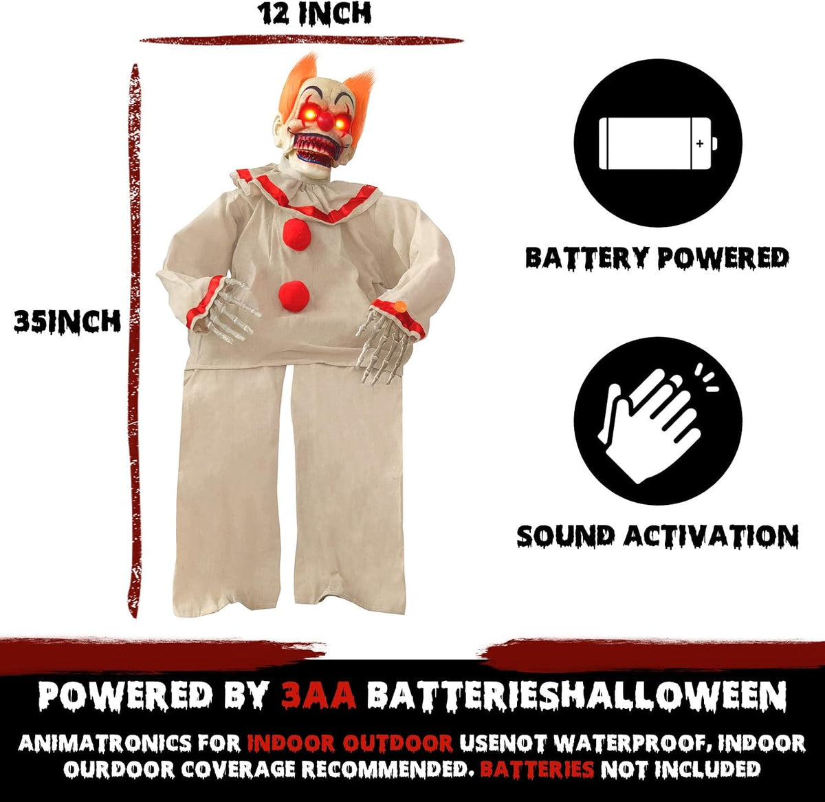 Halloween Animatronic Sitting Clown - Halloween Animated Decorations Sound Ac...