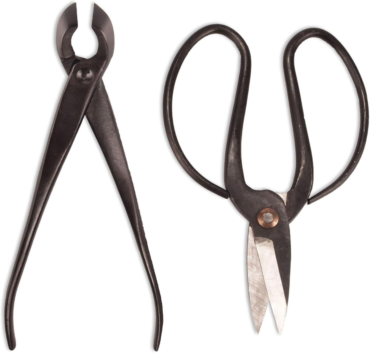 BambooMN Bonsai Basics Set - 8" Concave Cutter, 7" Heavy Duty Shear...