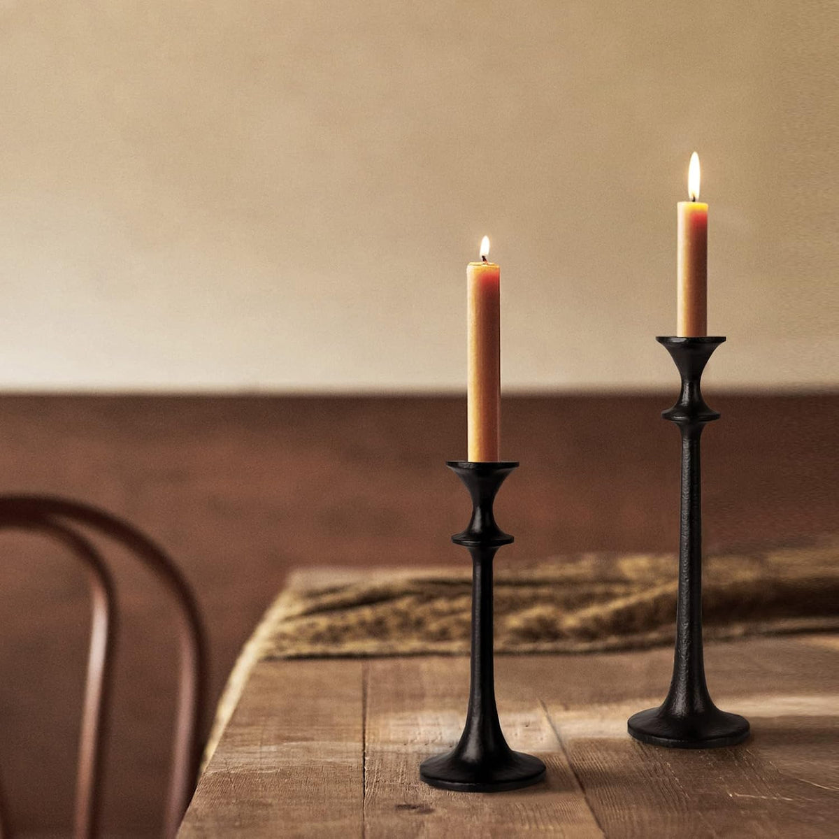 Black Iron Taper Candle Holder - Set of 3 Decorative Candle Stand