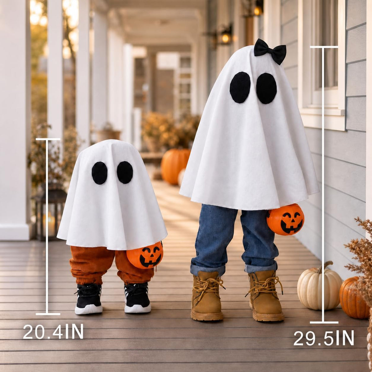 Halloween Decorations - 2 Pack Cute Standing Ghosts with Pumpkin Buckets - Sc...