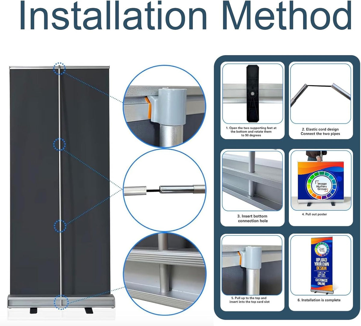 33x81 Custom Retractable Banner Stand Signs READY IN 1 DAY Pull up Roll up Po...