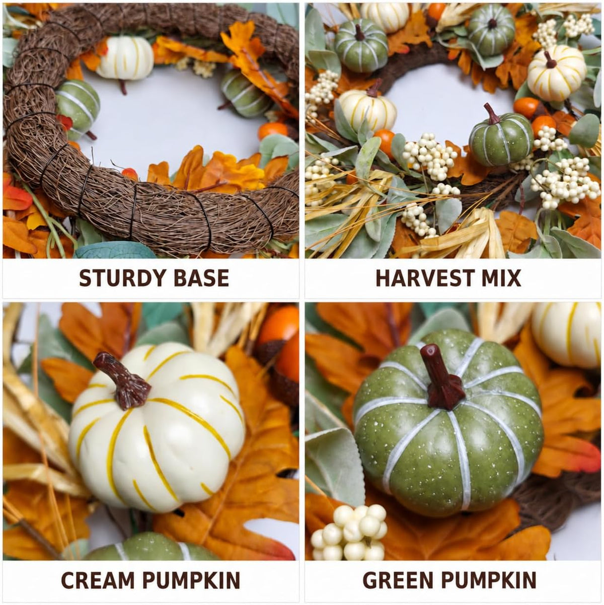 24 Inch Fall Wreaths for Front Door, Pumpkin Fall Wreath