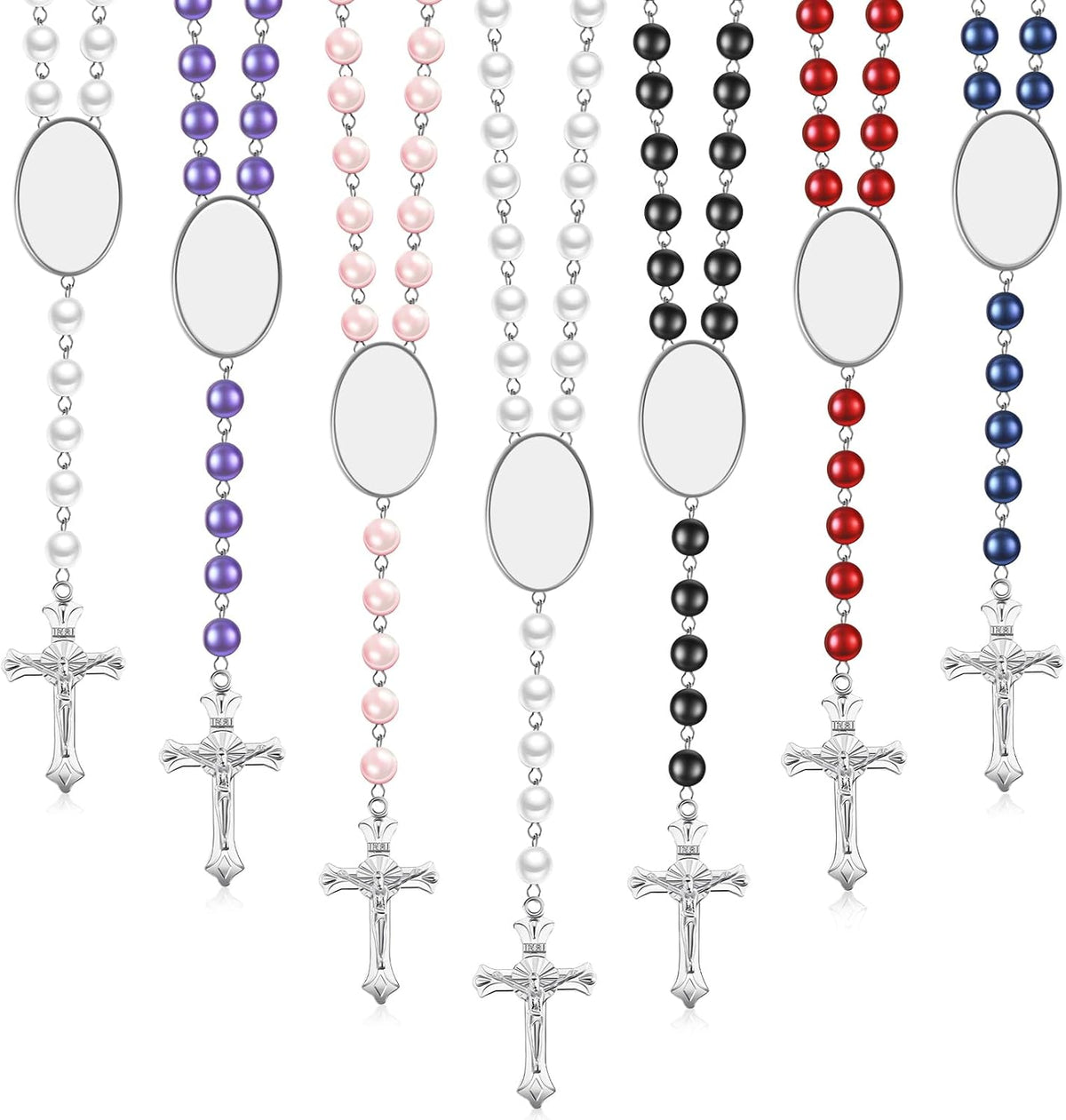 Taiyin 24 Set Sublimation Blanks Rosary Beads Necklace, Mixed Colors
